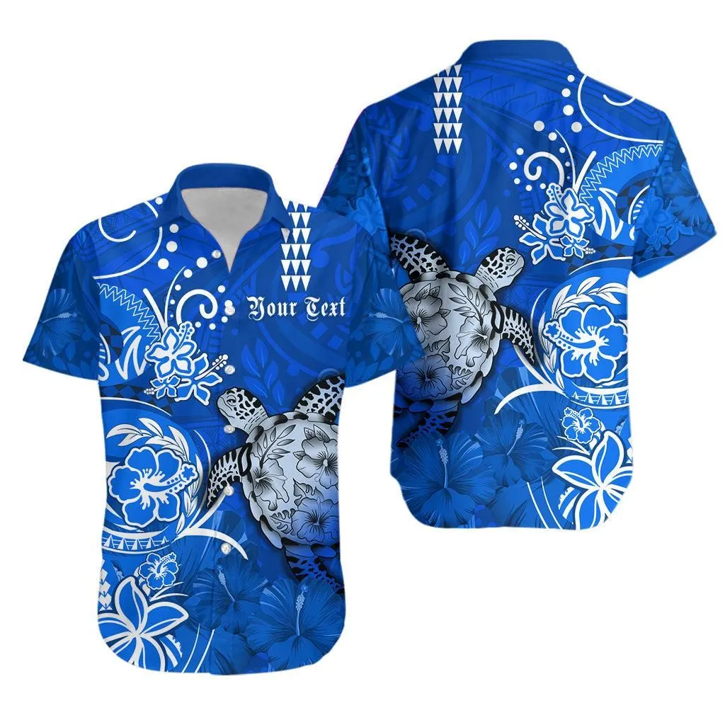 (Custom Personalised) Hawaii Hawaiian Shirt Polynesia Blue Sea Turtle Honu And Hibiscus Lt13_0