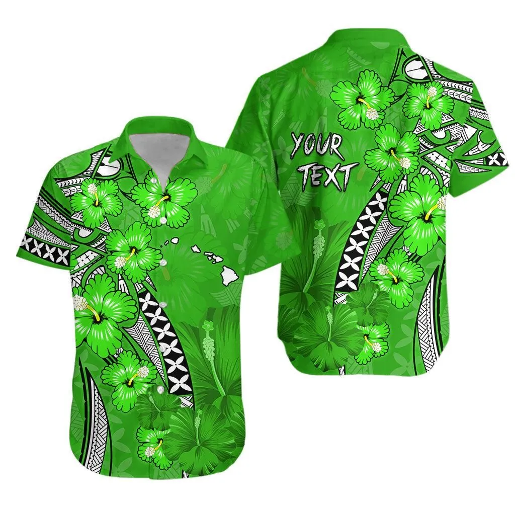 (Custom Personalised) Hawaii Hawaiian Shirt Polynesia Green Hibiscus And Map Mystical Lt13_0