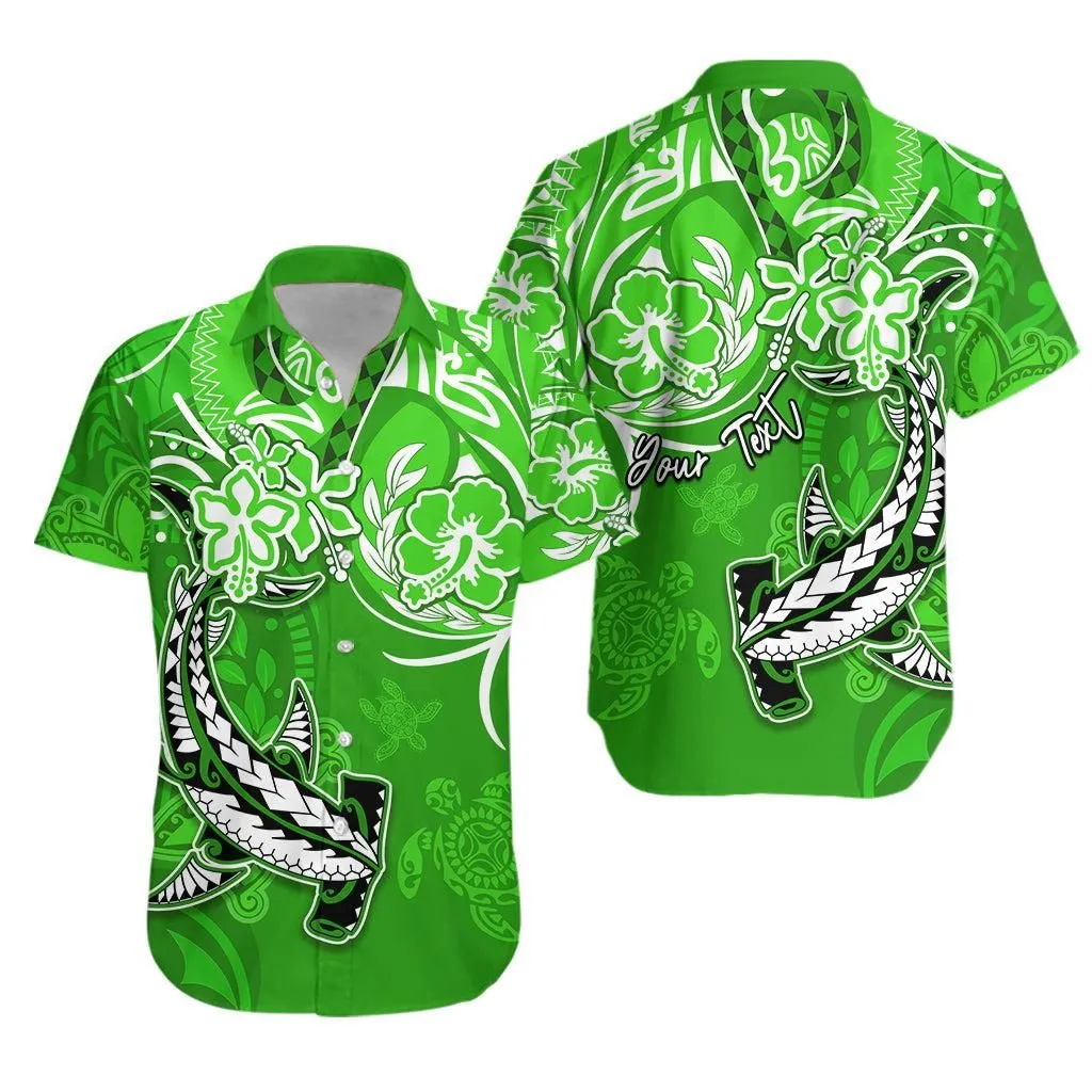 (Custom Personalised) Hawaii Hawaiian Shirt Polynesia Green Sea Turtle Honu And Hammerhead Shark Lt13_0