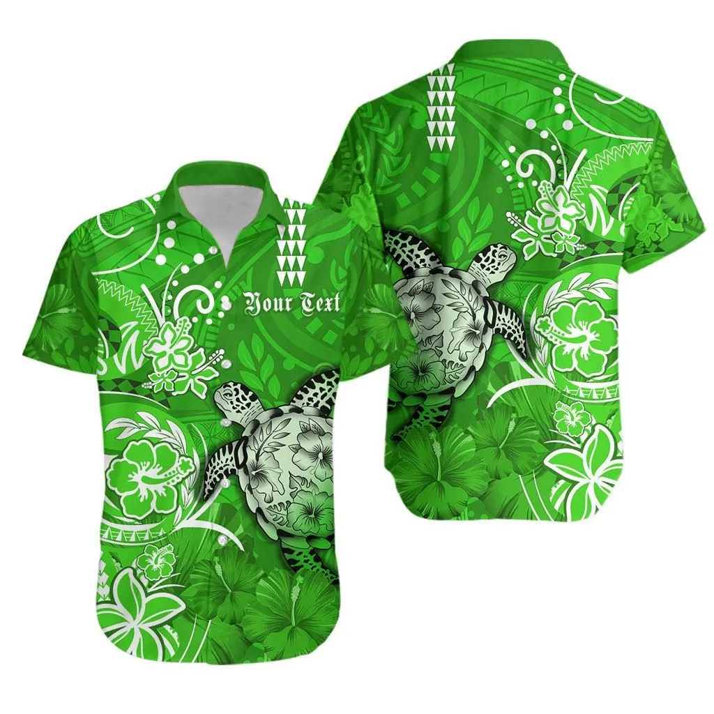 (Custom Personalised) Hawaii Hawaiian Shirt Polynesia Green Sea Turtle Honu And Hibiscus Lt13_0