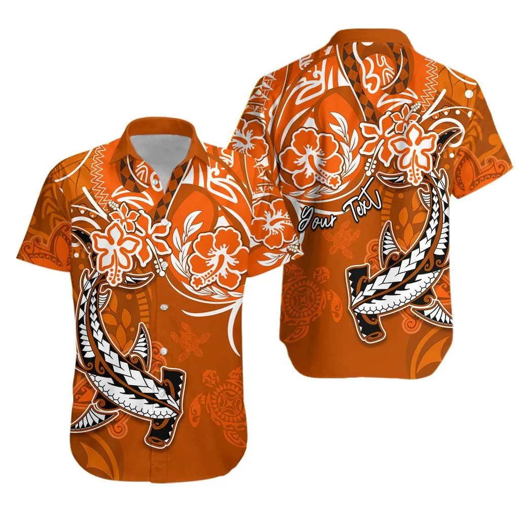 (Custom Personalised) Hawaii Hawaiian Shirt Polynesia Orange Sea Turtle Honu And Hammerhead Shark Lt13_0