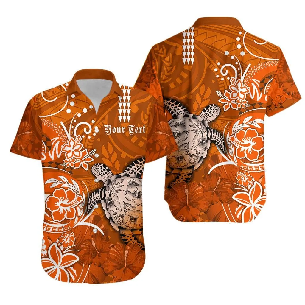 (Custom Personalised) Hawaii Hawaiian Shirt Polynesia Orange Sea Turtle Honu And Hibiscus Lt13_0
