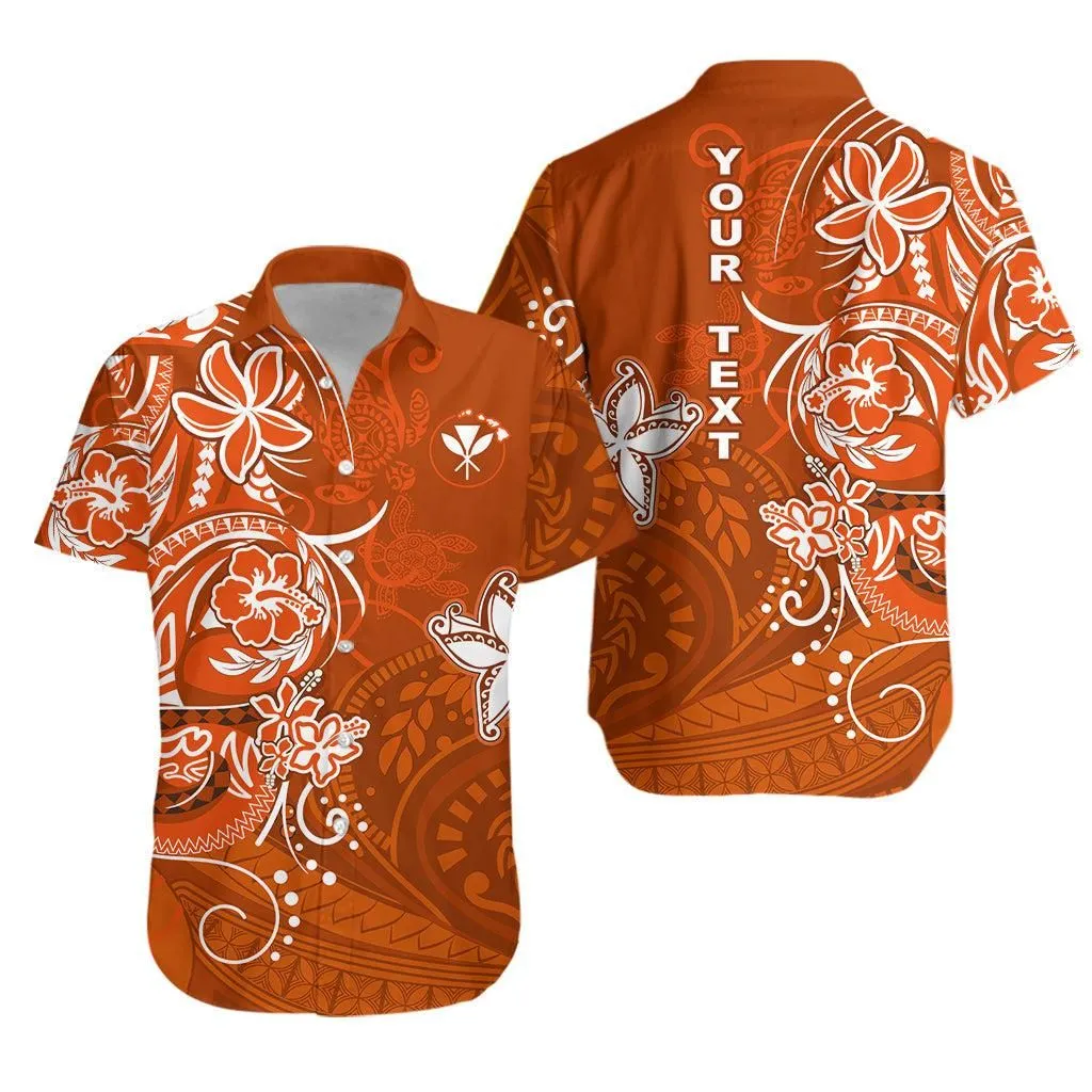 (Custom Personalised) Hawaii Hawaiian Shirt Polynesia Orange Sea Turtle Honu And Map Lt13_0