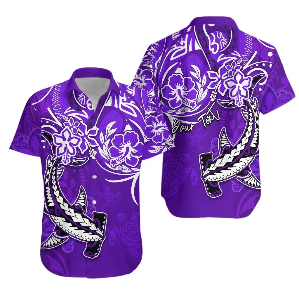 (Custom Personalised) Hawaii Hawaiian Shirt Polynesia Purple Sea Turtle Honu And Hammerhead Shark Lt13_0