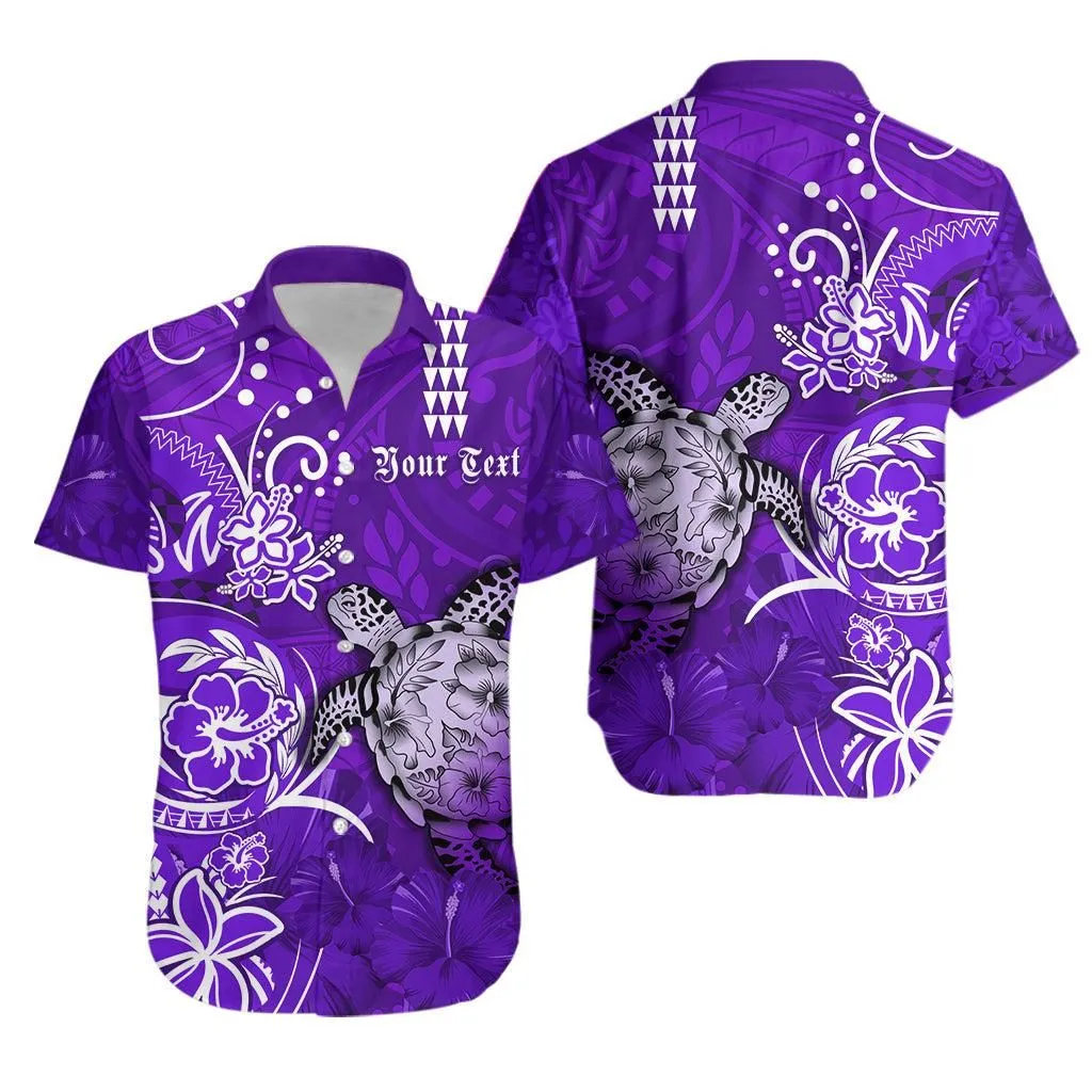 (Custom Personalised) Hawaii Hawaiian Shirt Polynesia Purple Sea Turtle Honu And Hibiscus Lt13_0