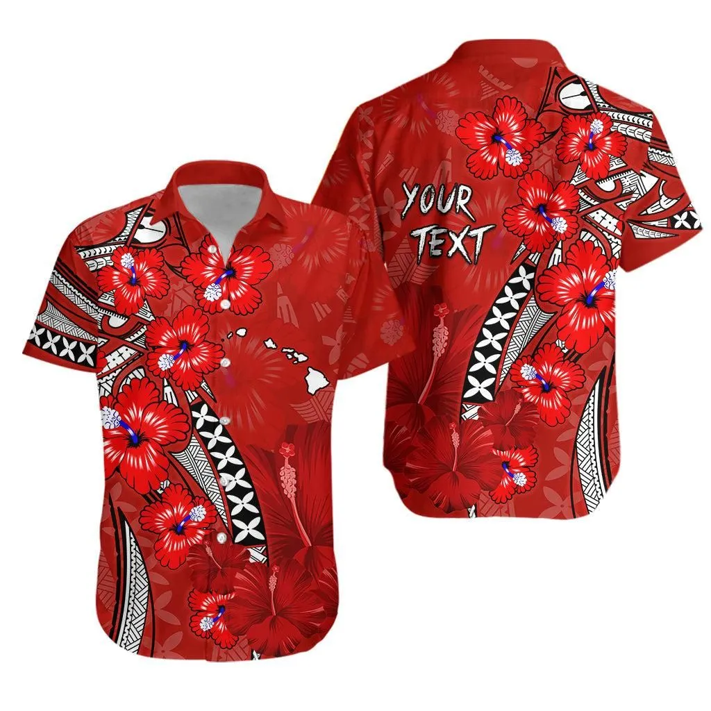 (Custom Personalised) Hawaii Hawaiian Shirt Polynesia Red Hibiscus And Map Mystical Lt13_0