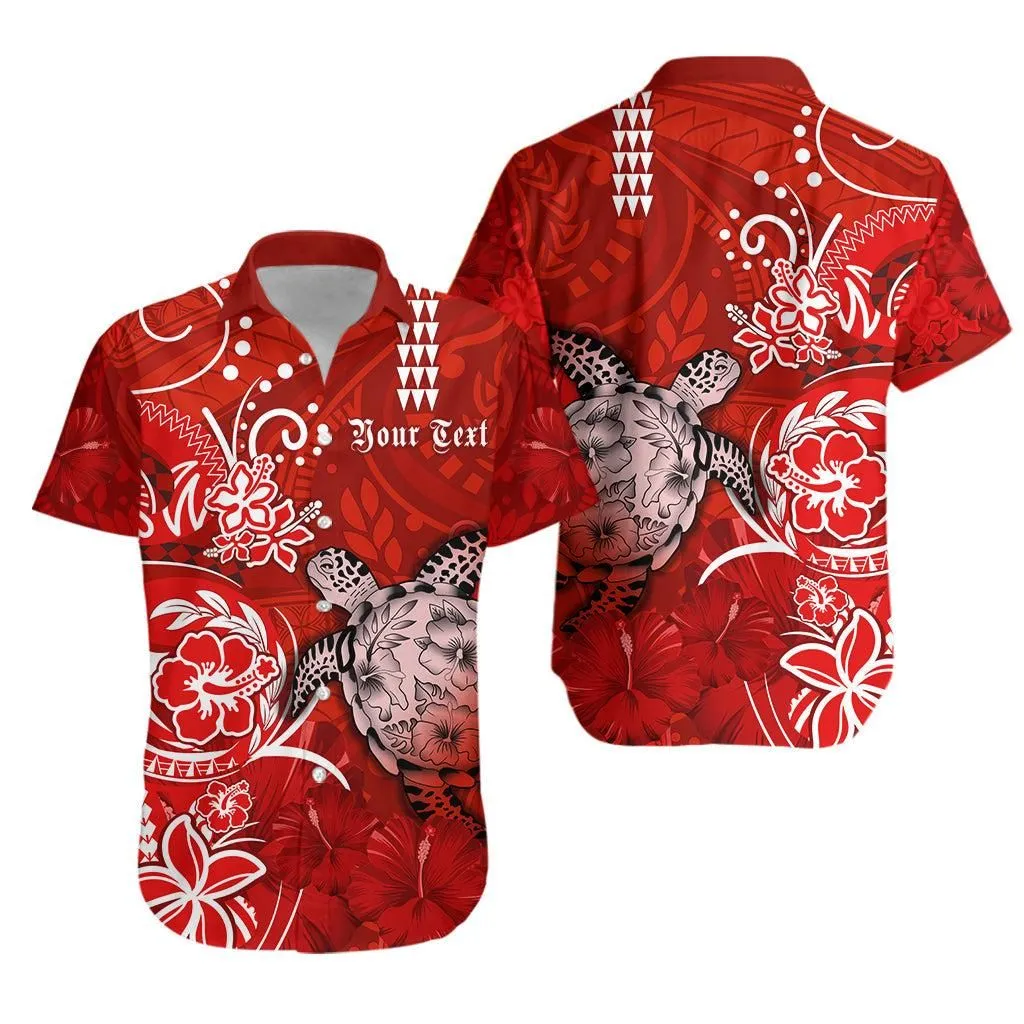 (Custom Personalised) Hawaii Hawaiian Shirt Polynesia Red Sea Turtle Honu And Hibiscus Lt13_0