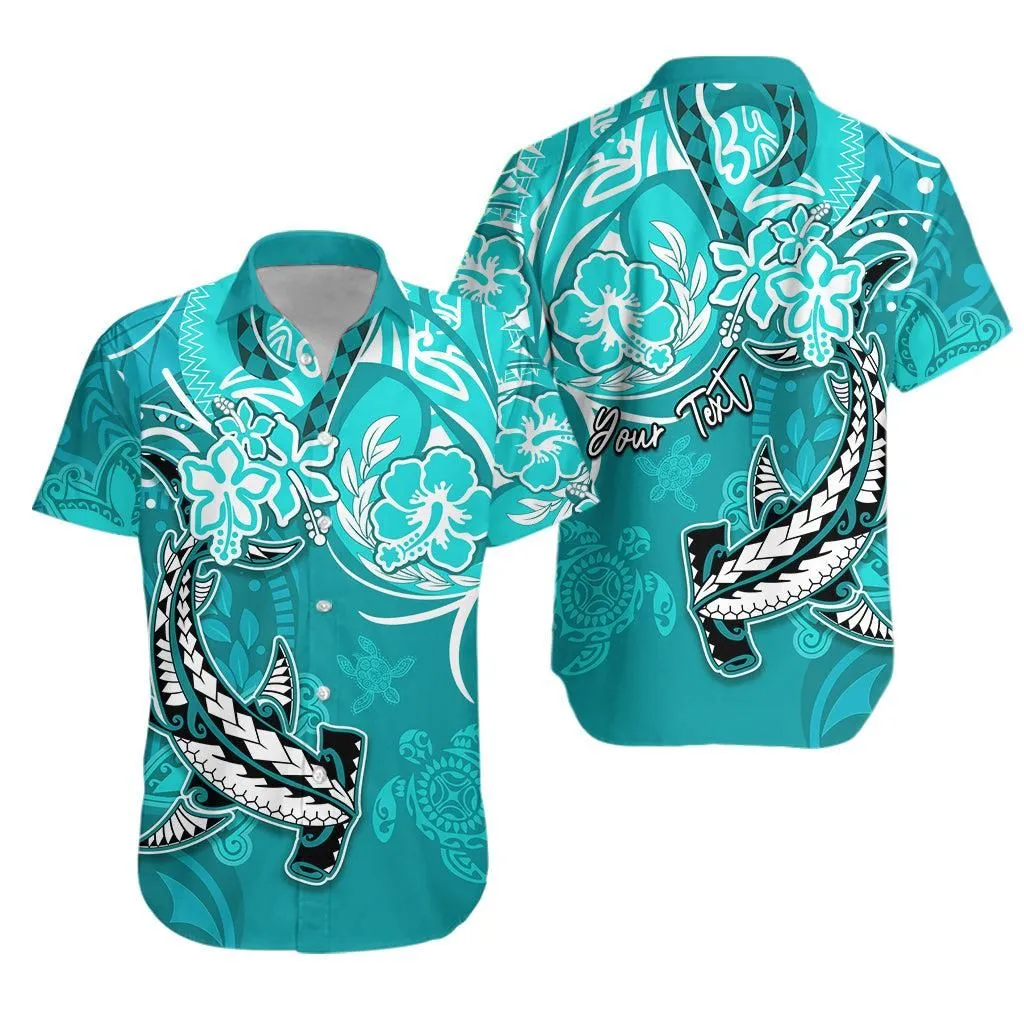 (Custom Personalised) Hawaii Hawaiian Shirt Polynesia Turquoise Sea Turtle Honu And Hammerhead Shark Lt13_0