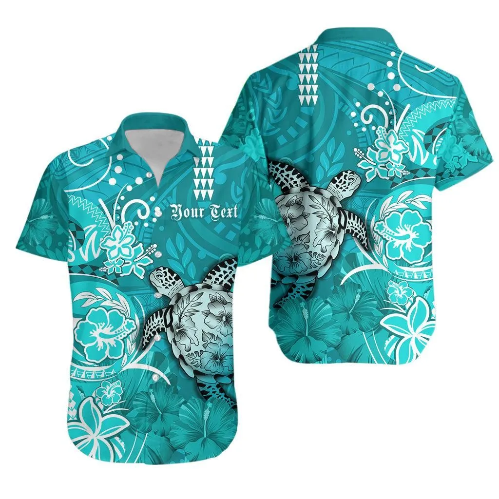 (Custom Personalised) Hawaii Hawaiian Shirt Polynesia Turquoise Sea Turtle Honu And Hibiscus Lt13_0