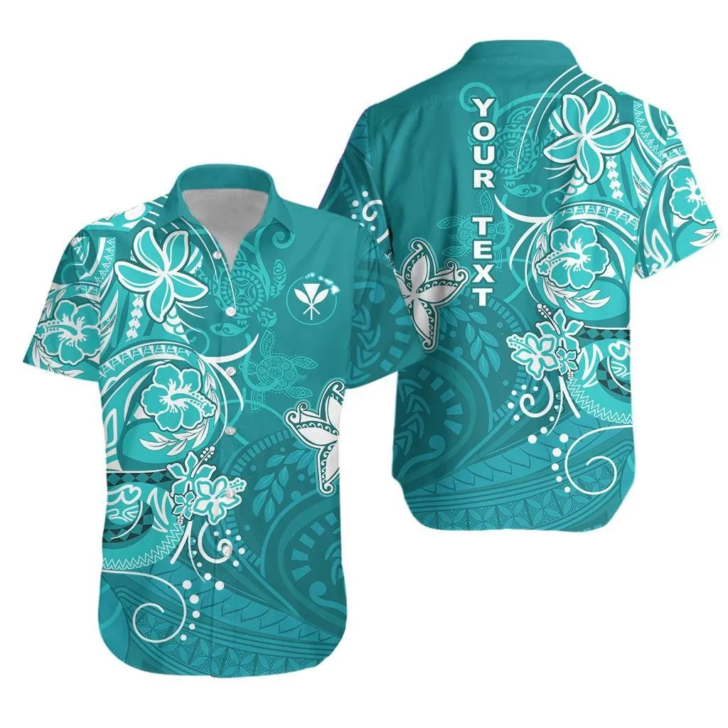 (Custom Personalised) Hawaii Hawaiian Shirt Polynesia Turquoise Sea Turtle Honu And Map Lt13_0