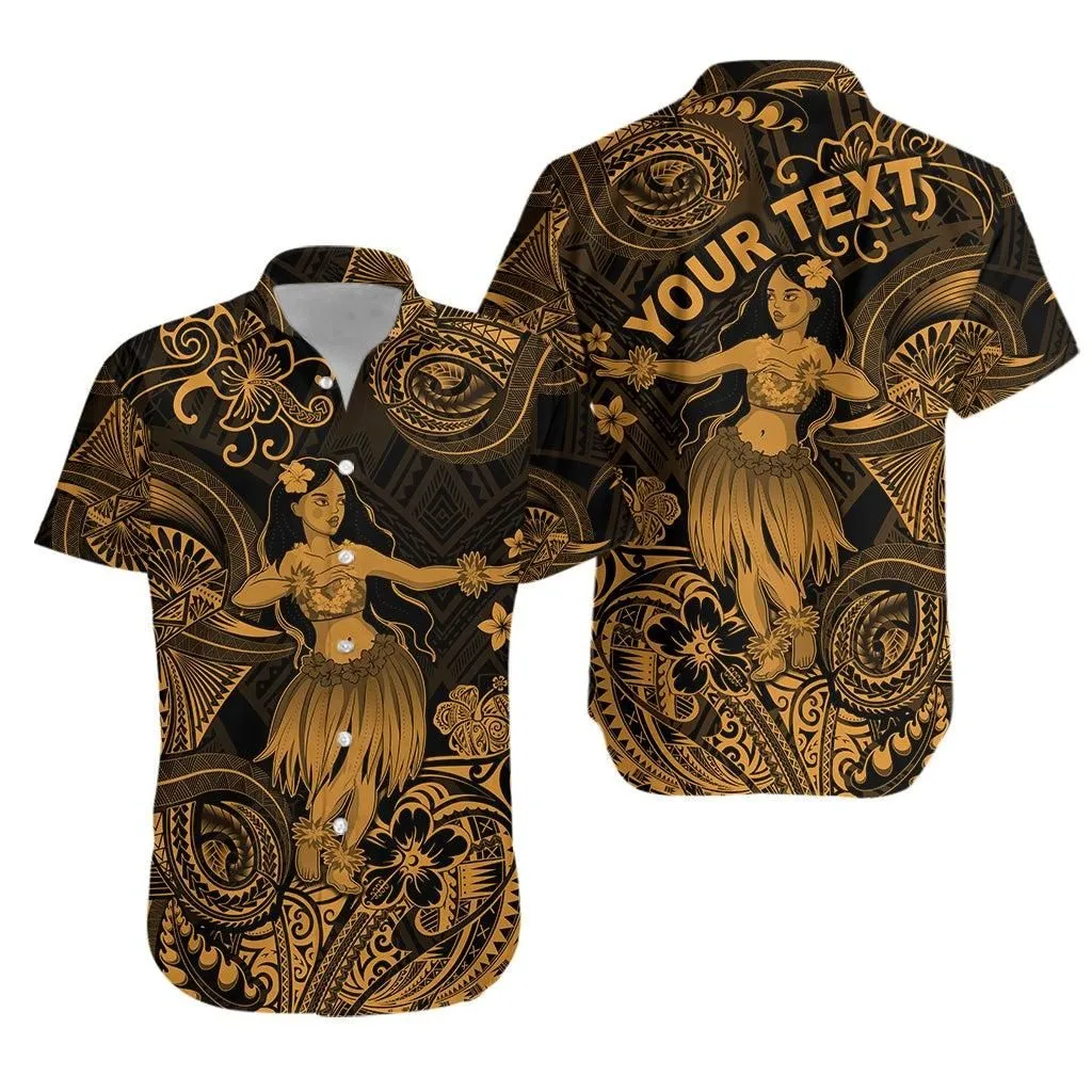 (Custom Personalised) Hawaii Hula Girl Polynesian Hawaiian Shirt Unique Style   Gold Lt8_1