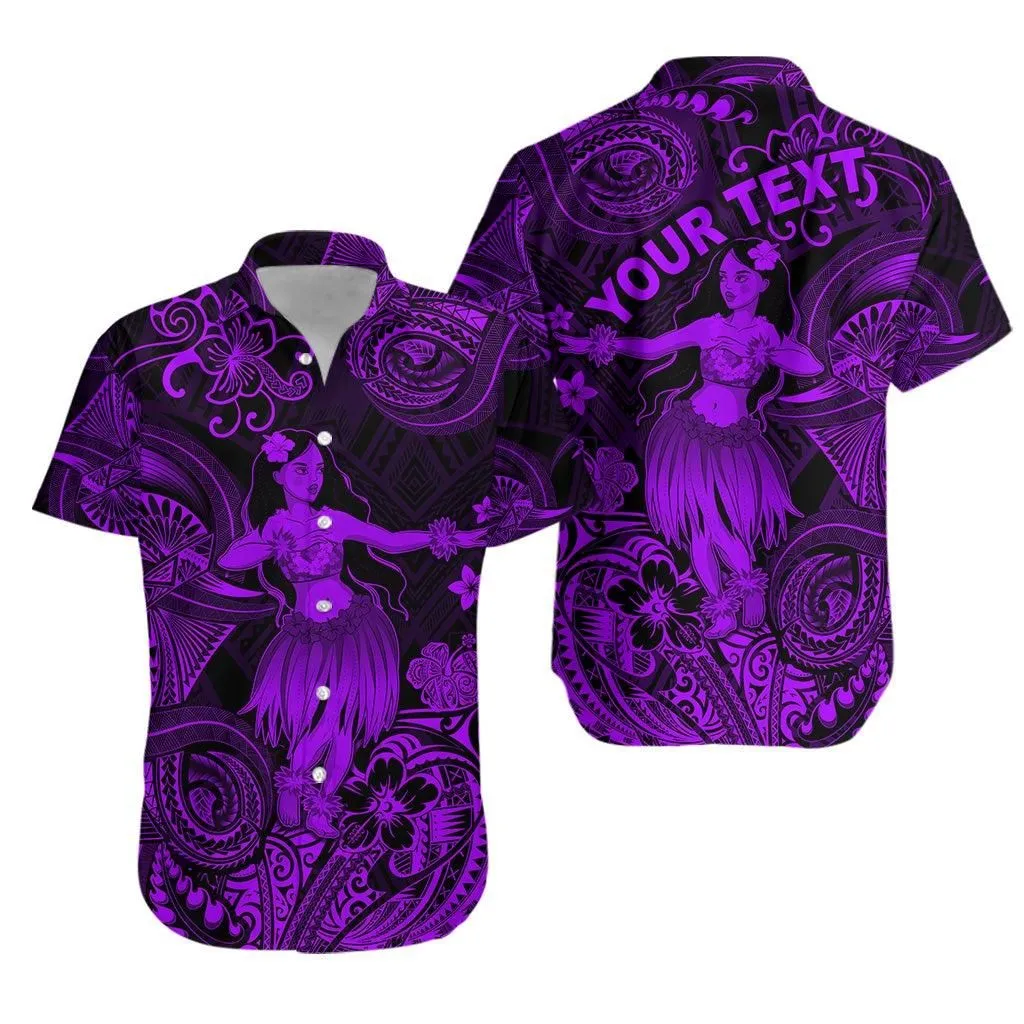 (Custom Personalised) Hawaii Hula Girl Polynesian Hawaiian Shirt Unique Style   Purple Lt8_1