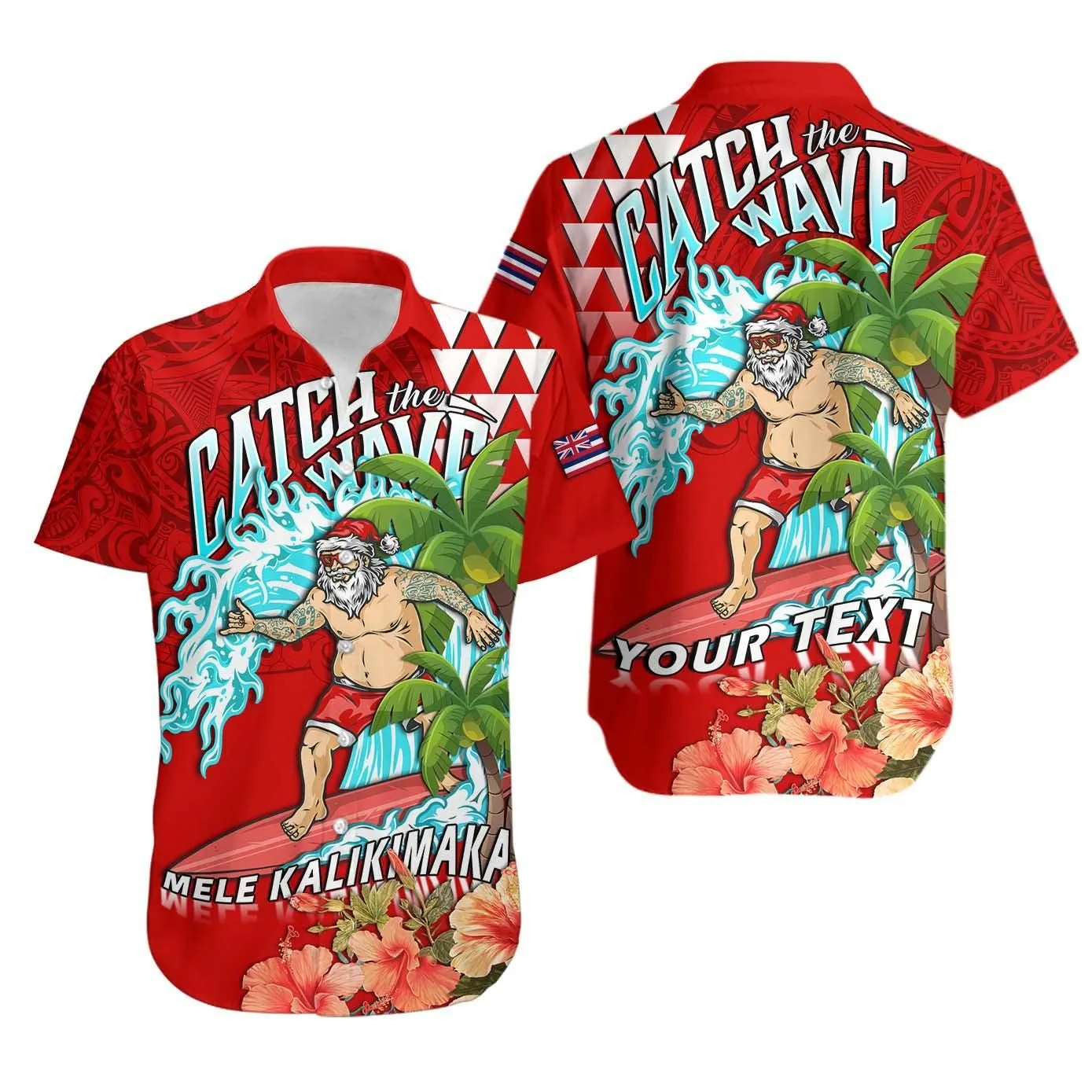 (Custom Personalised) Hawaii Mele Kalikimaka Hawaiian Shirt Santa Claus Surfing Xmas Time Lt9_0