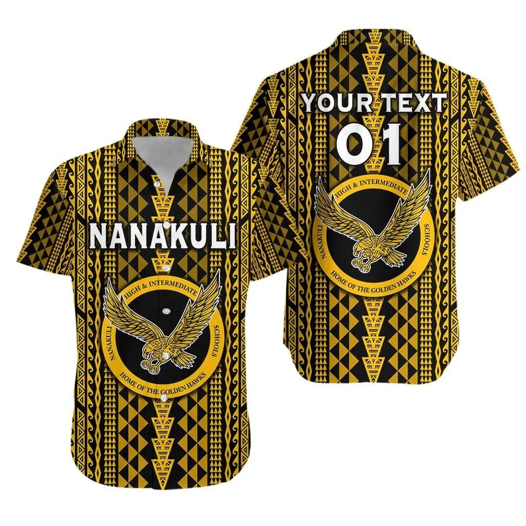 (Custom Personalised) Hawaii Nanakuli School Hawaiian Shirt Golden Hawks Simple Style Lt8_1