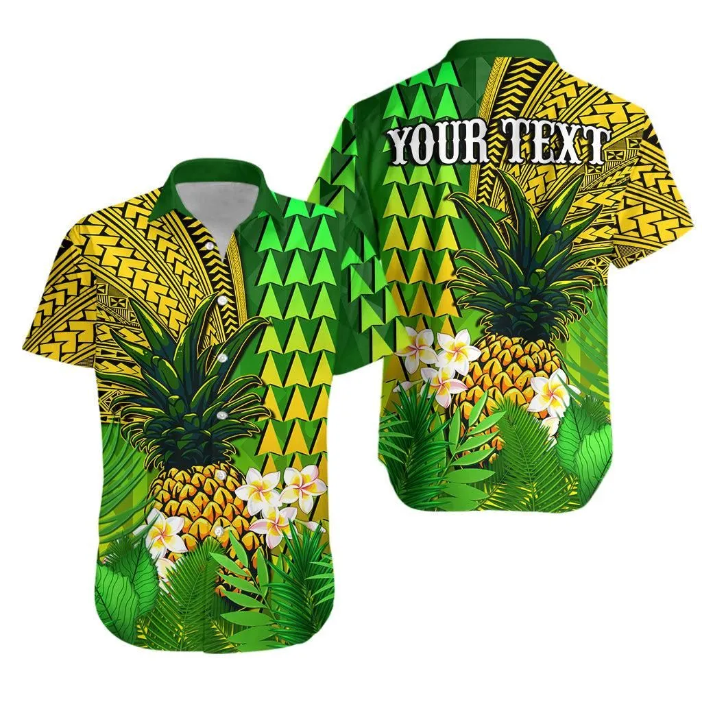 (Custom Personalised) Hawaii Pineapple Hawaiian Shirt Plumeria Frangipani Mix Tribal Pattern Lt13_0
