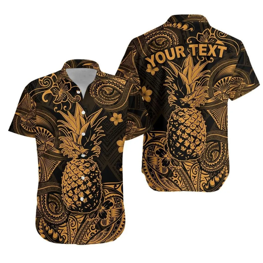 (Custom Personalised) Hawaii Pineapple Polynesian Hawaiian Shirt Unique Style   Gold Lt8_1
