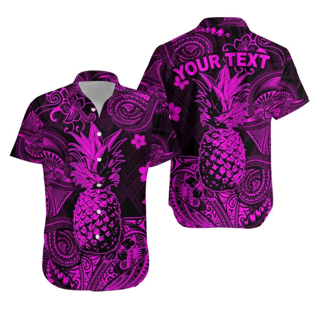 (Custom Personalised) Hawaii Pineapple Polynesian Hawaiian Shirt Unique Style   Pink Lt8_1