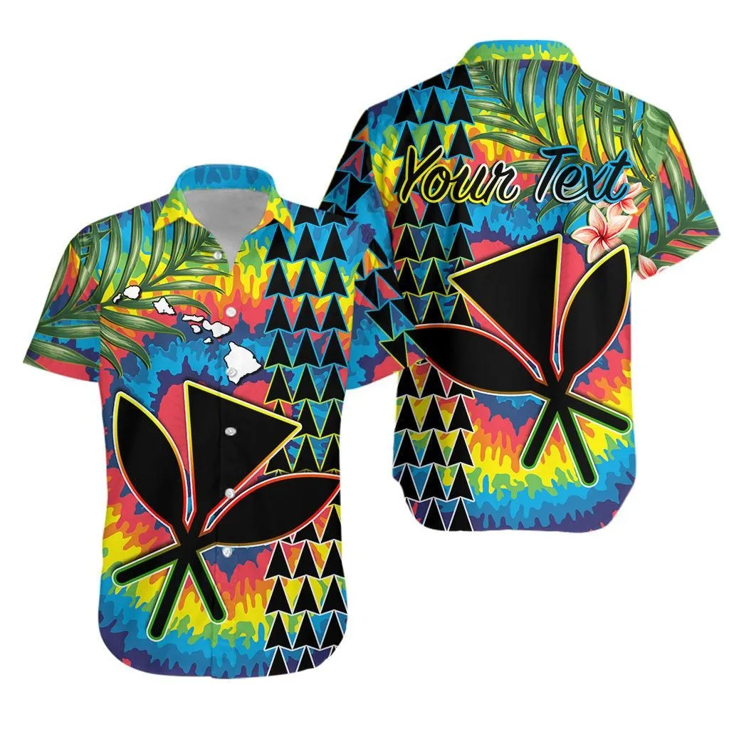 (Custom Personalised) Hawaii Rainbow Tie Dye Hawaiian Shirt Flowers Polynesian Hawaiian Tribal Lt13_0