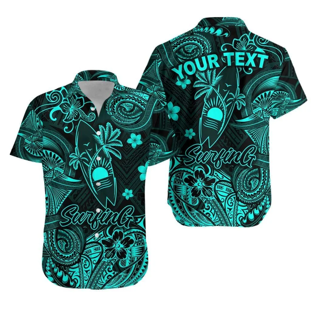 (Custom Personalised) Hawaii Surfing Polynesian Hawaiian Shirt Unique Style   Turquoise Lt8_1