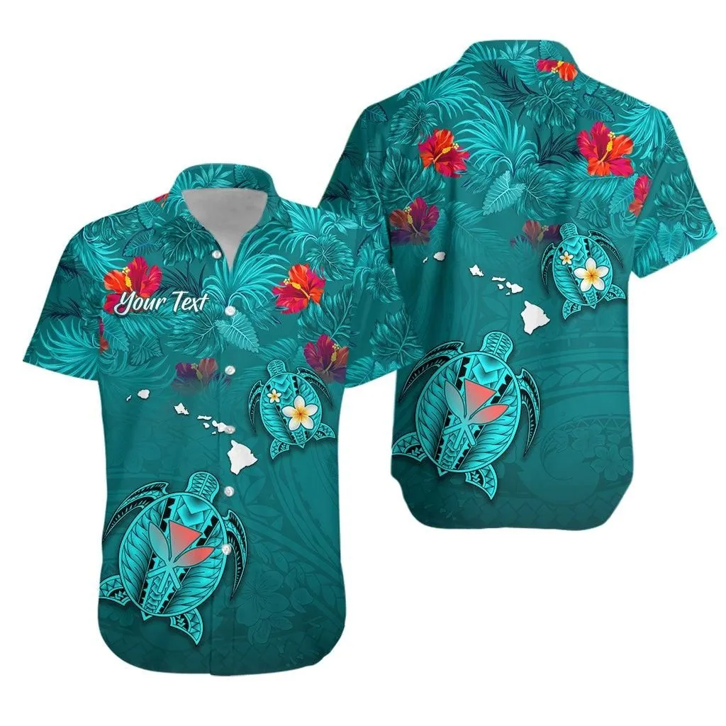 (Custom Personalised) Hawaiian Islands Hawaiian Shirt   Hawaii Tropical Flowers And Turtles Turquoise Lt13_1