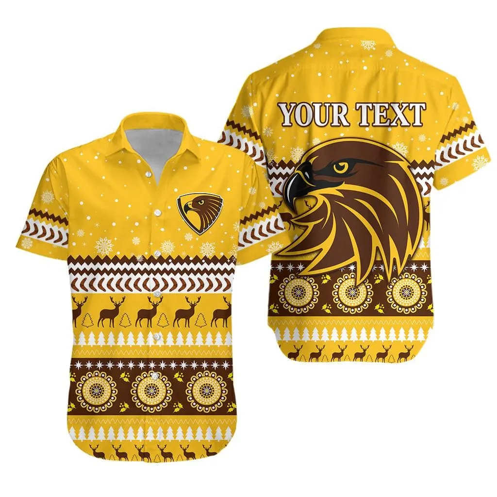 (Custom Personalised) Hawks Christmas Hawaiian Shirt Indigenous Hawthorn Football Lt13_0