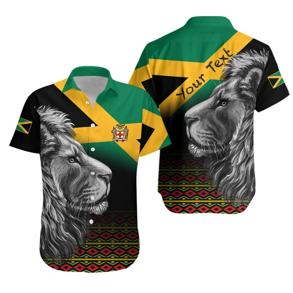 (Custom Personalised) Jamaica Lion Hawaiian Shirt Jamaican Pattern Version Black Lt13_0