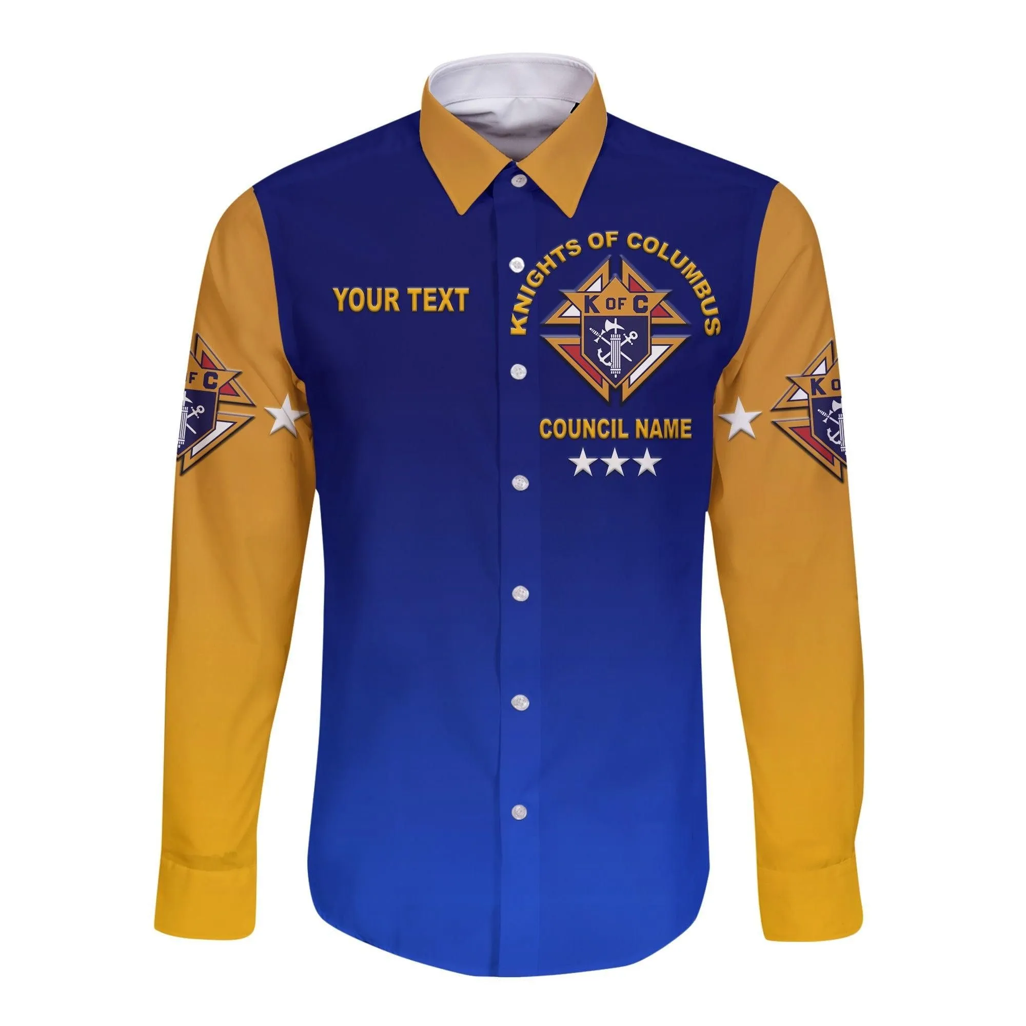 (Custom Personalised) Knights Of Columbus Hawaii Long Sleeve Button Shirt Original Style   Blue No1 Lt8_1