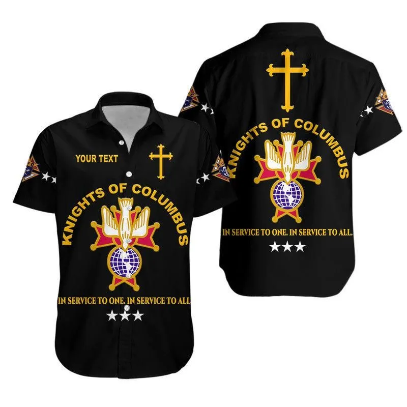 (Custom Personalised) Knights Of Columbus The Fourth Degree Emblem Hawaiian Shirt Simple Style   Black Lt8_0