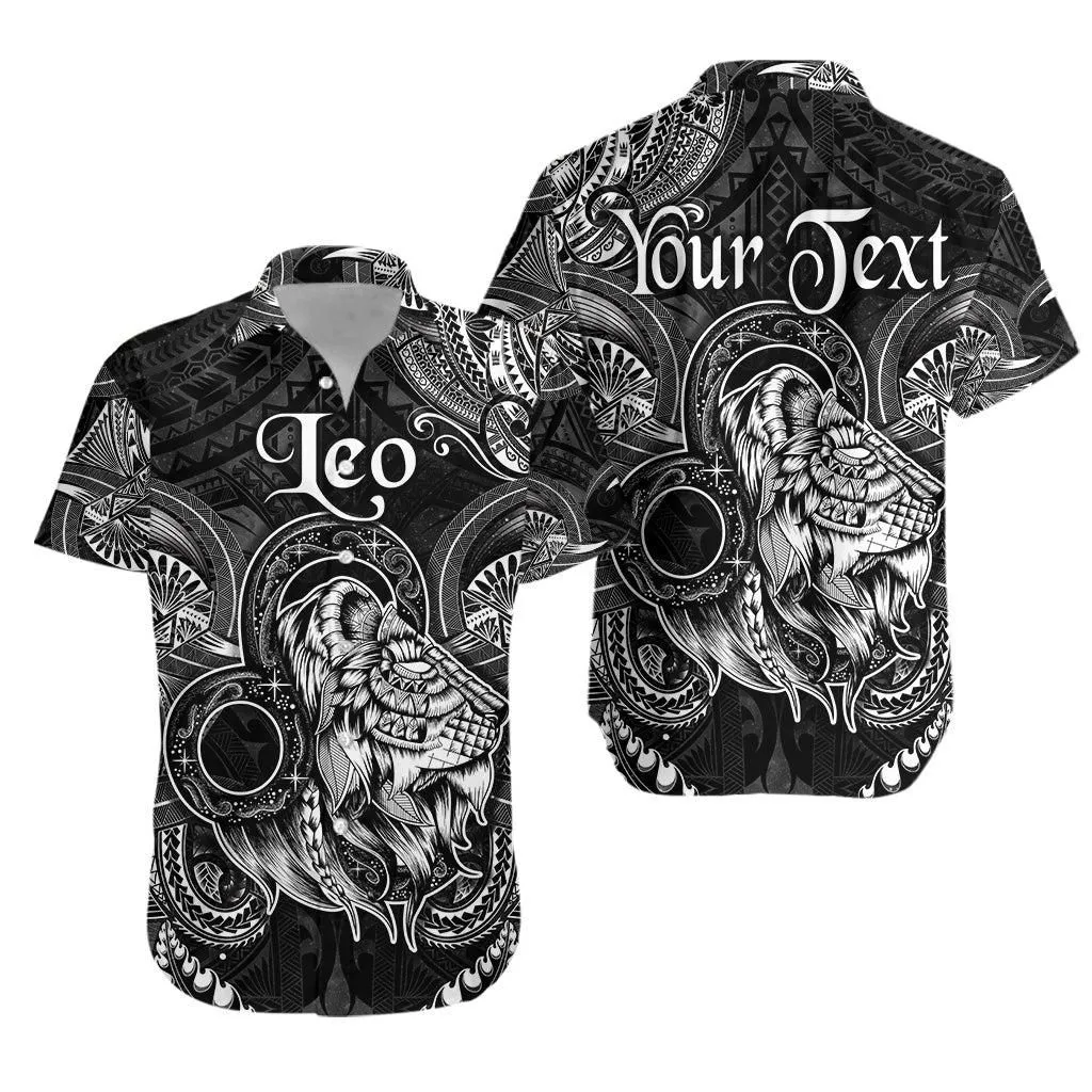 (Custom Personalised) Leo Zodiac Polynesian Hawaiian Shirt Unique Style   Black Lt8_1