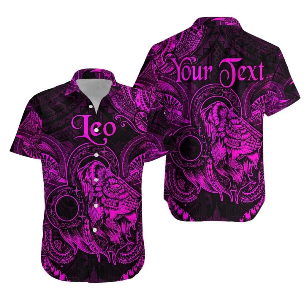 (Custom Personalised) Leo Zodiac Polynesian Hawaiian Shirt Unique Style   Pink Lt8_1