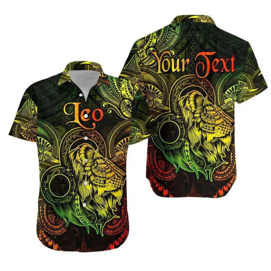 (Custom Personalised) Leo Zodiac Polynesian Hawaiian Shirt Unique Style   Reggae Lt8_1