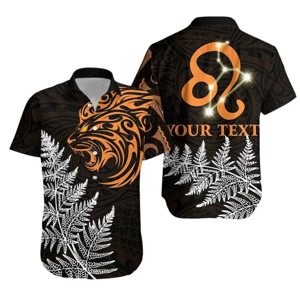(Custom Personalised) Leo Zodiac Style Maori Hawaiian Shirt Orange Lion Lt13_1