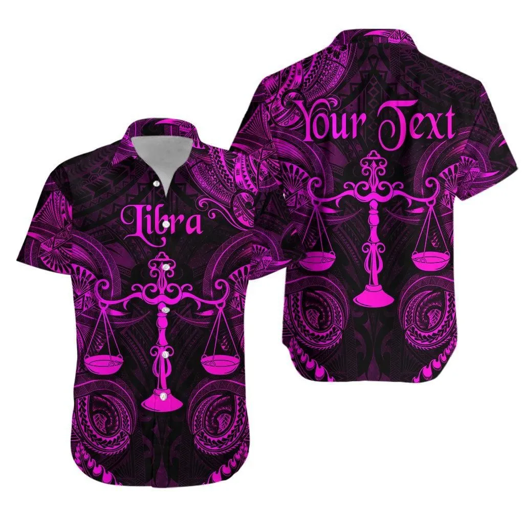 (Custom Personalised) Libra Zodiac Polynesian Hawaiian Shirt Unique Style   Pink Lt8_1