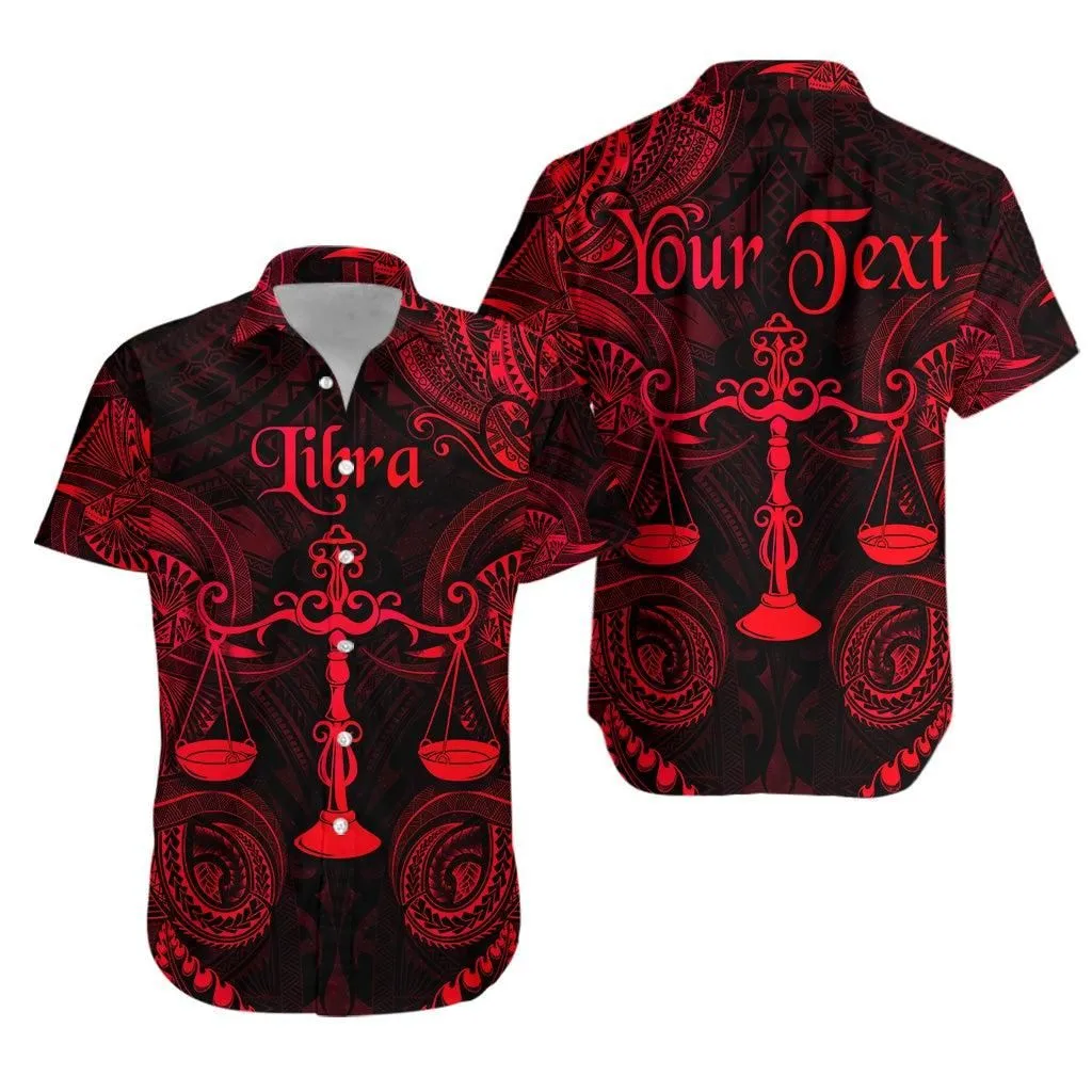 (Custom Personalised) Libra Zodiac Polynesian Hawaiian Shirt Unique Style   Red Lt8_1