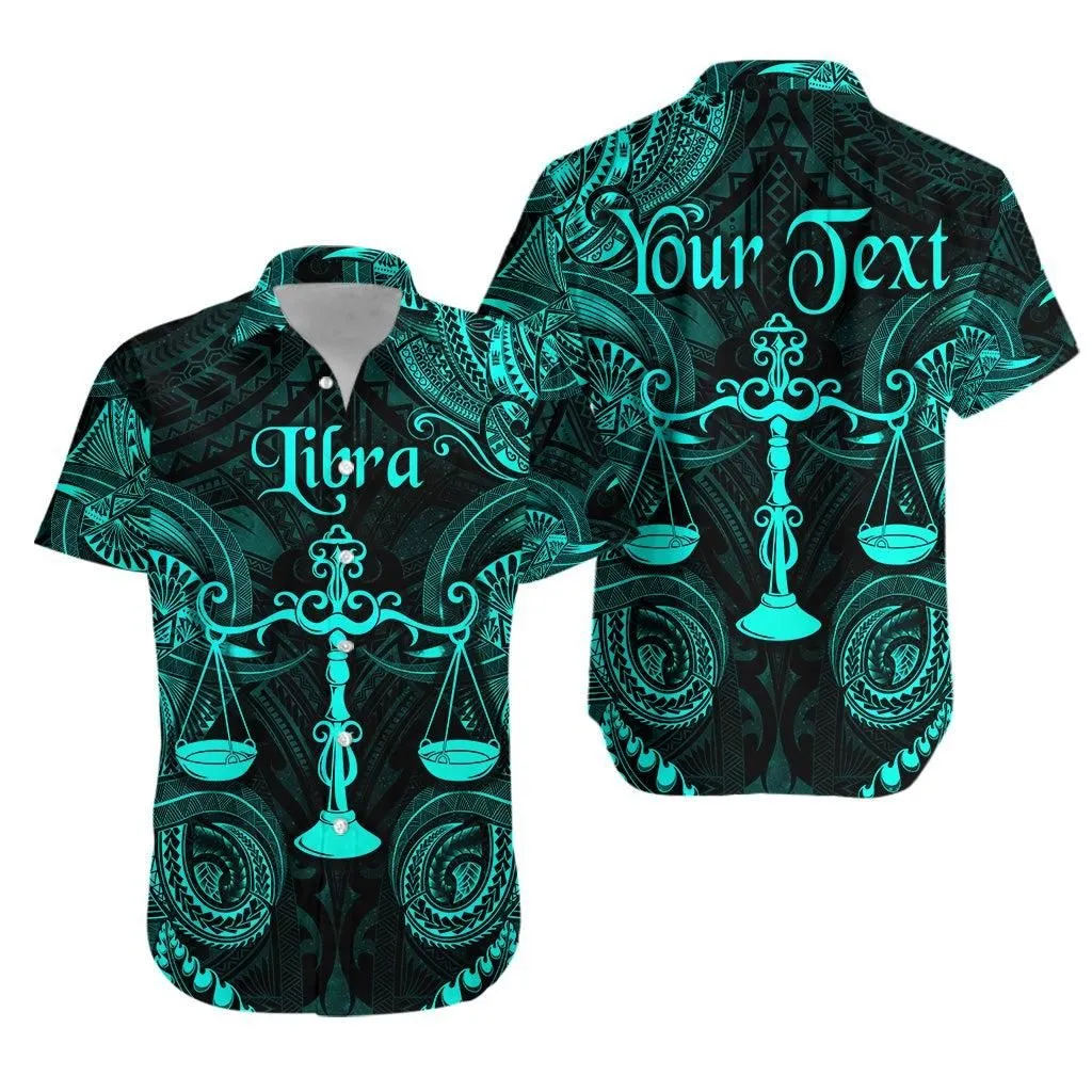 (Custom Personalised) Libra Zodiac Polynesian Hawaiian Shirt Unique Style   Turquoise Lt8_1