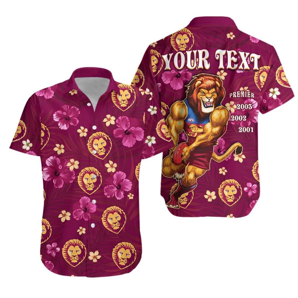 (Custom Personalised) Lions Football Hawaiian Shirt Brisbane Premiers Tropical Flowers Impressive Lt13_0