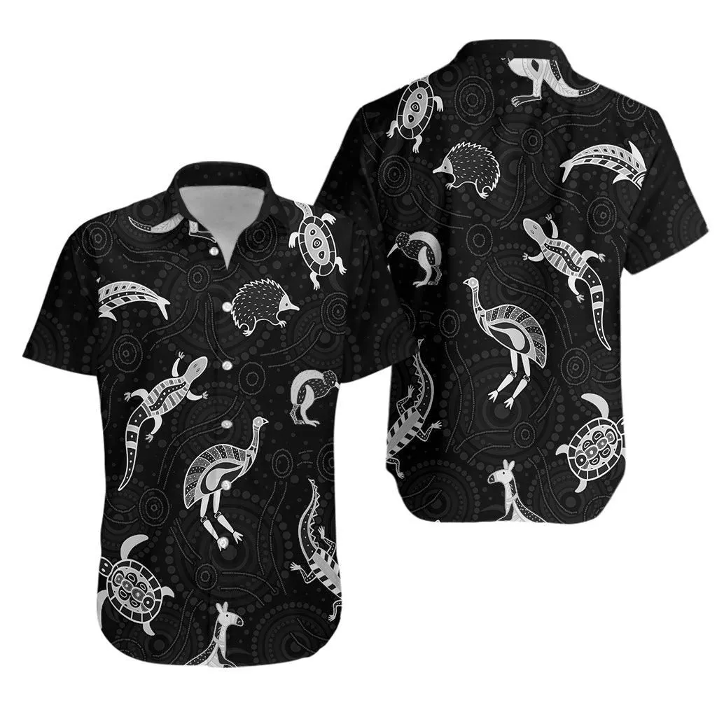 Aboriginal Art Hawaiian Shirt Animals Australia Version Black Lt13_0