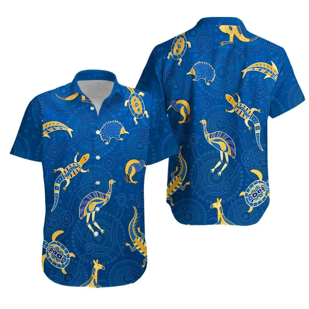 Aboriginal Art Hawaiian Shirt Animals Australia Version Blue Lt13_0
