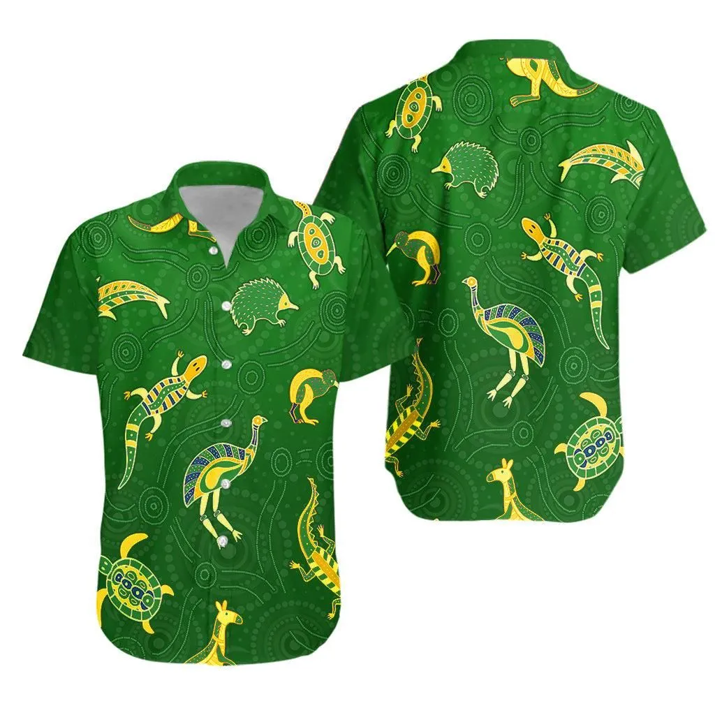 Aboriginal Art Hawaiian Shirt Animals Australia Version Green Lt13_0