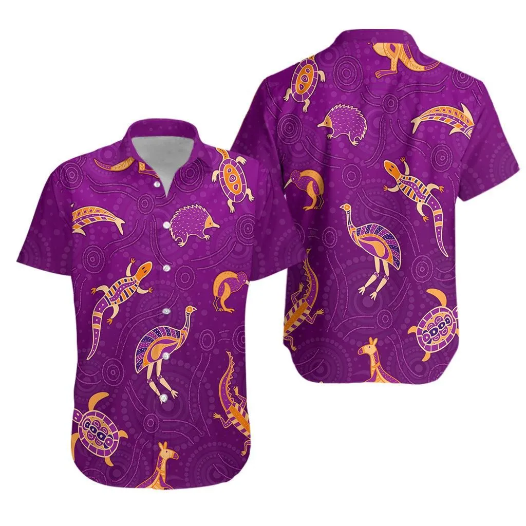 Aboriginal Art Hawaiian Shirt Animals Australia Version Purple Lt13_0