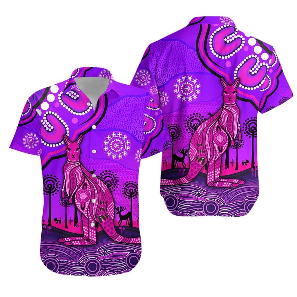 Aboriginal Art Kangaroo Hawaiian Shirt Indigenous Unique Vibes   Purple Lt8_1