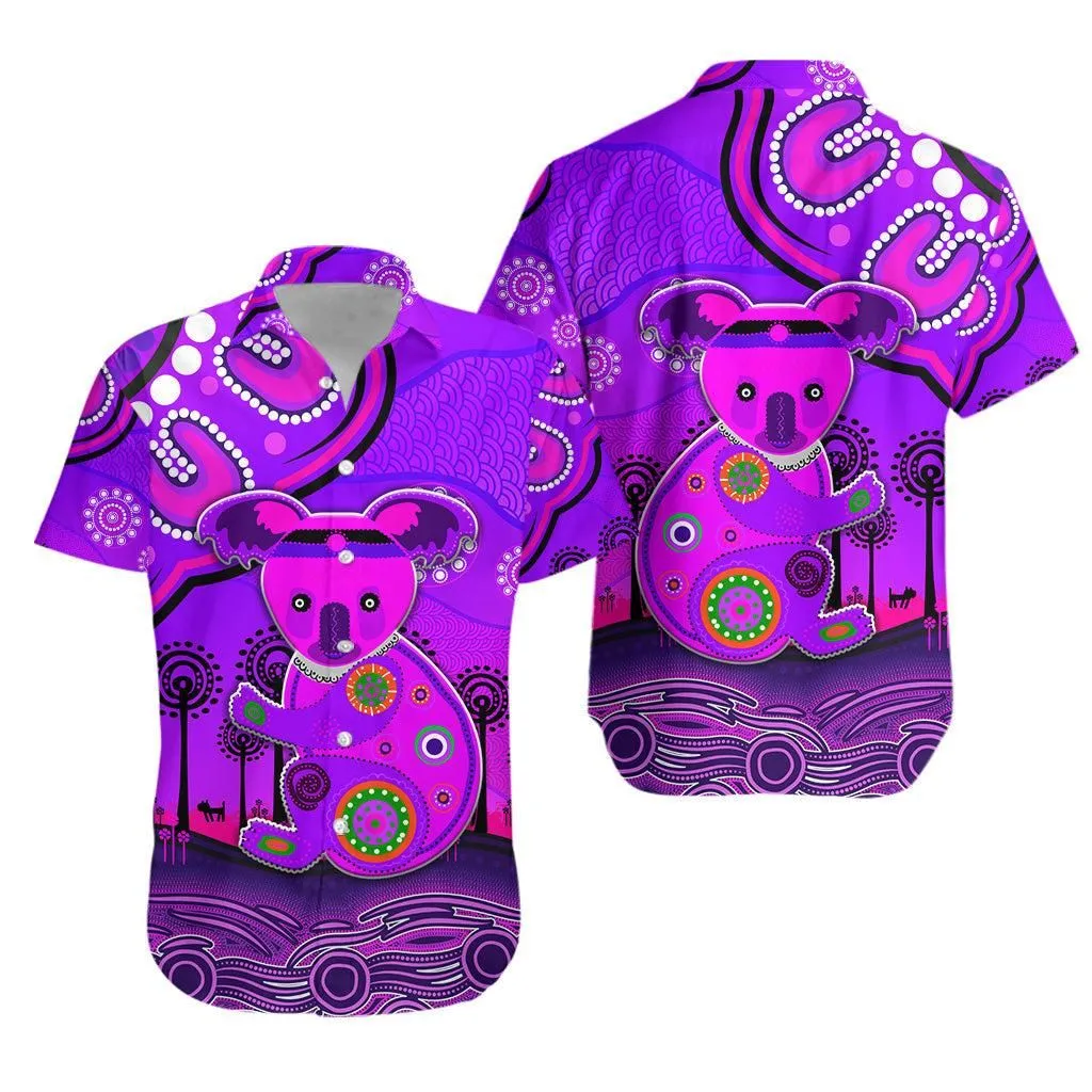 Aboriginal Art Koala Hawaiian Shirt Indigenous Unique Vibes   Purple Lt8_1