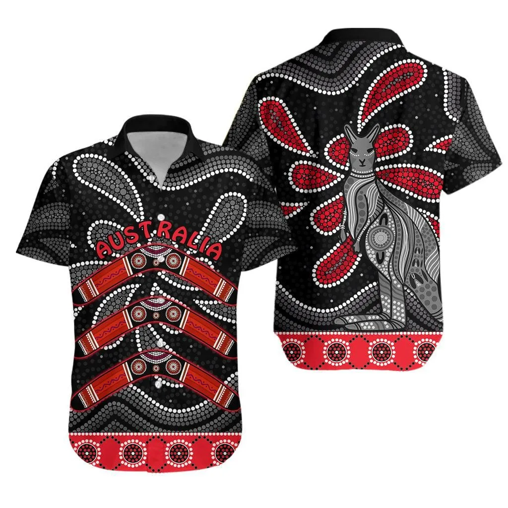 Aboriginal Boomerang Hawaiian Shirt Kangaroo Australia Lt13_0
