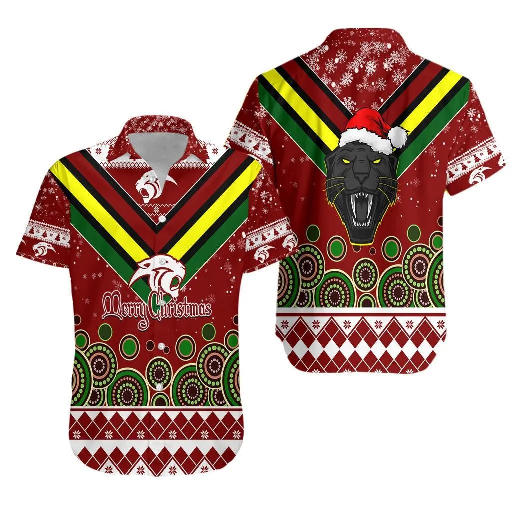 Aboriginal Christmas Black Panther With Santa Hat Hawaiian Shirt Lt7_0