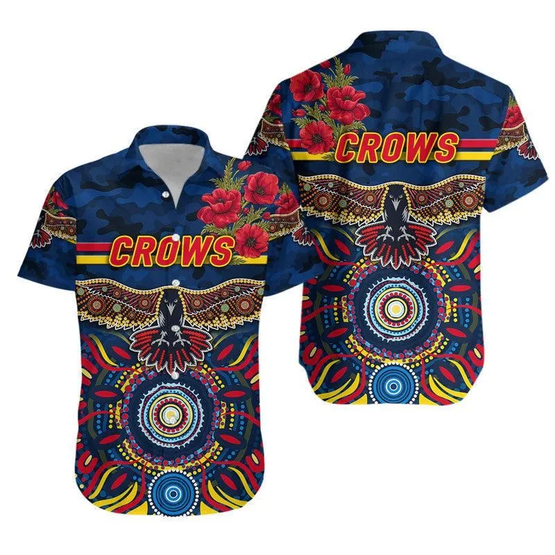 Adelaide Crows Anzac Hawaiian Shirt Indigenous Vibes   Navy Blue Lt8_1