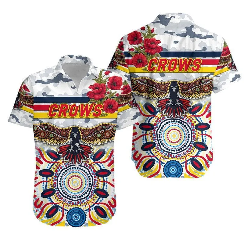 Adelaide Crows Anzac Hawaiian Shirt Indigenous Vibes   White Lt8_1