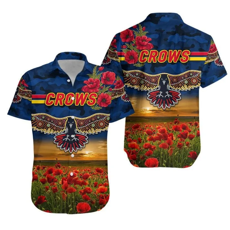 Adelaide Crows Anzac Hawaiian Shirt Poppy Vibes   Navy Blue Lt8_1