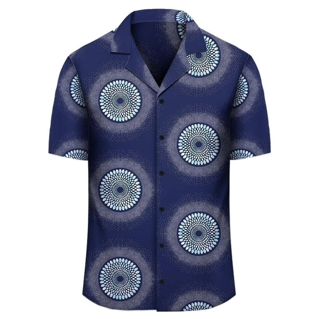 Africa Hawaiian Shirt   Ankara Hawaiian Shirt Blue Dots_0
