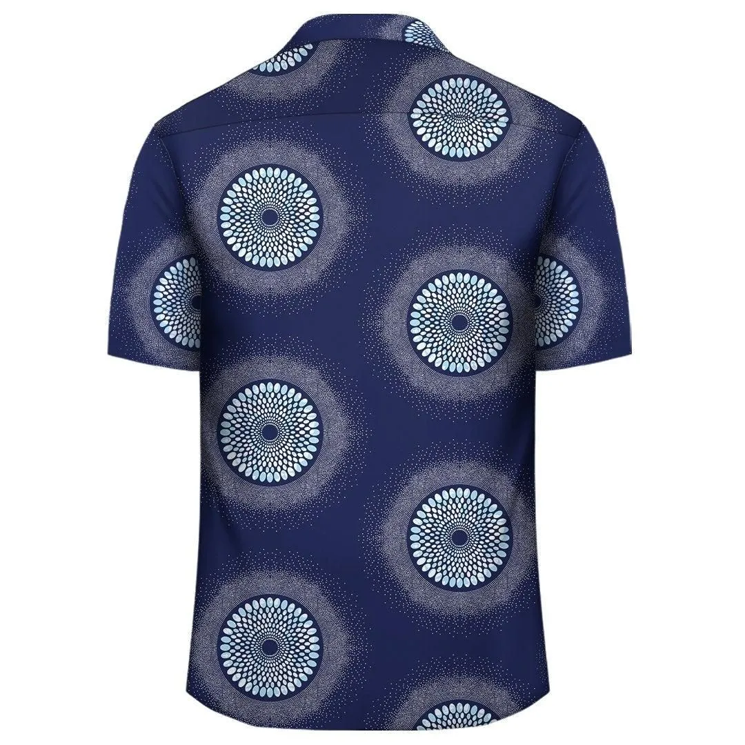Africa Hawaiian Shirt   Ankara Hawaiian Shirt Blue Dots_1