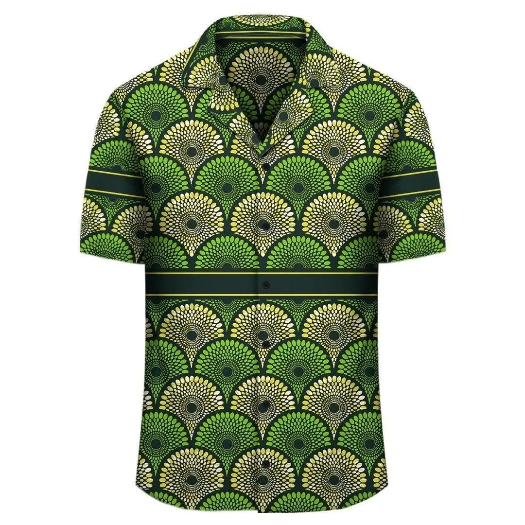 Africa Hawaiian Shirt   Ankara Hawaiian Shirt Cowrie Waves_0